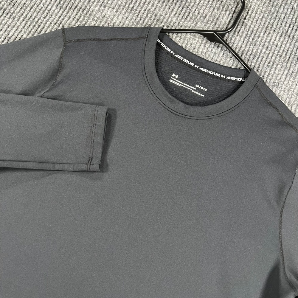 Under Armour Pullover Shirt Mens Large Black Long Sleeve ColdGear Fitted Crew